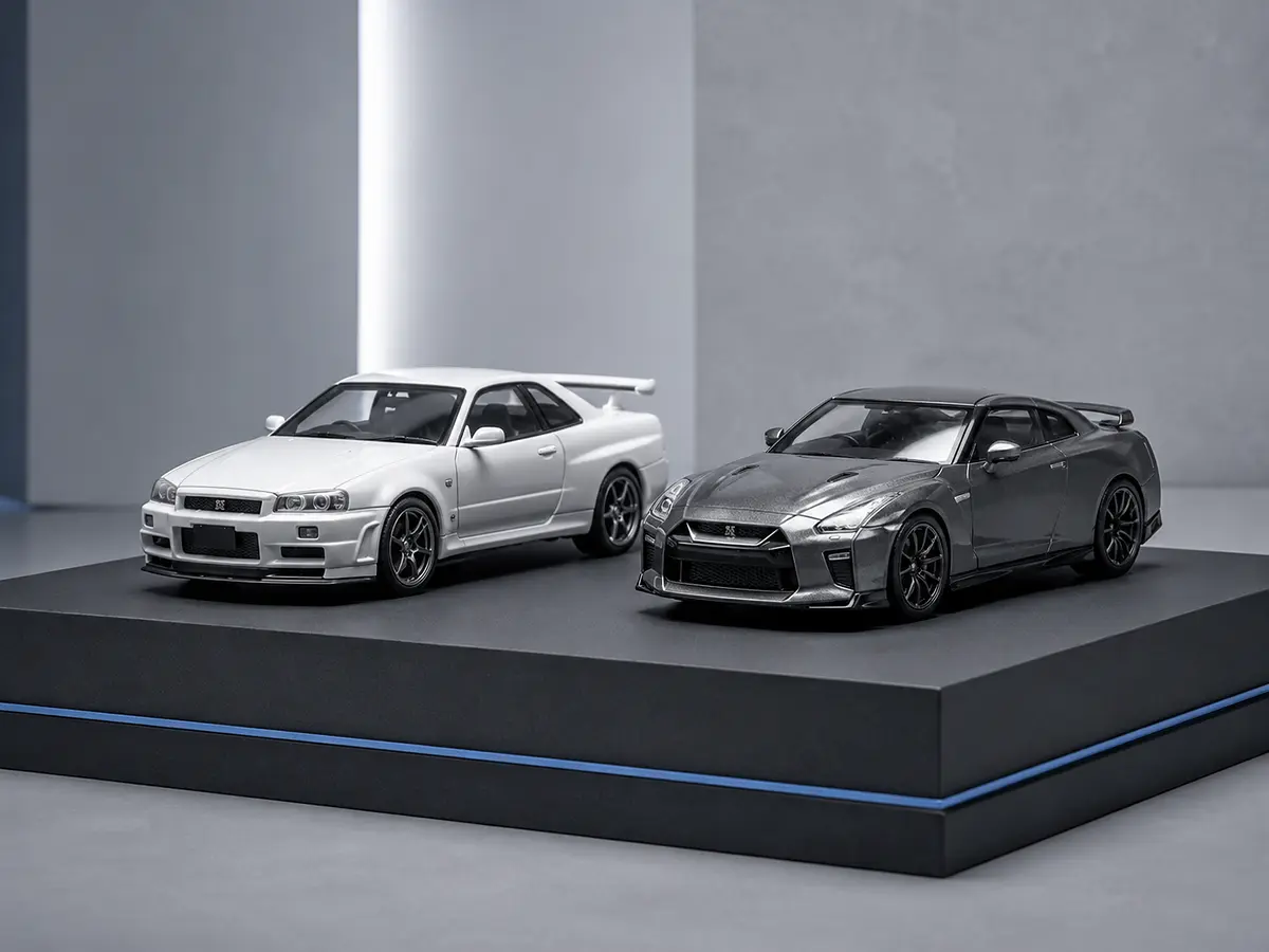 Escena ilustrativa realista de modelos Diecast Mini GT