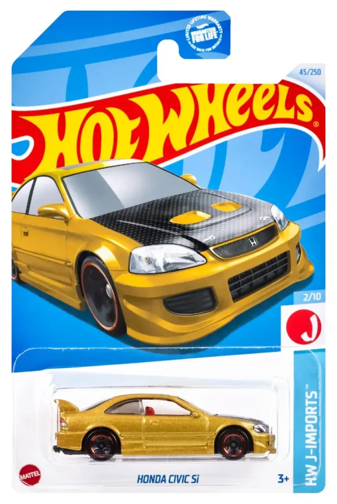 Hot Wheels Honda Civic Si — HW J-Imports 2/10, 045/250, color dorado metalizado HTC41