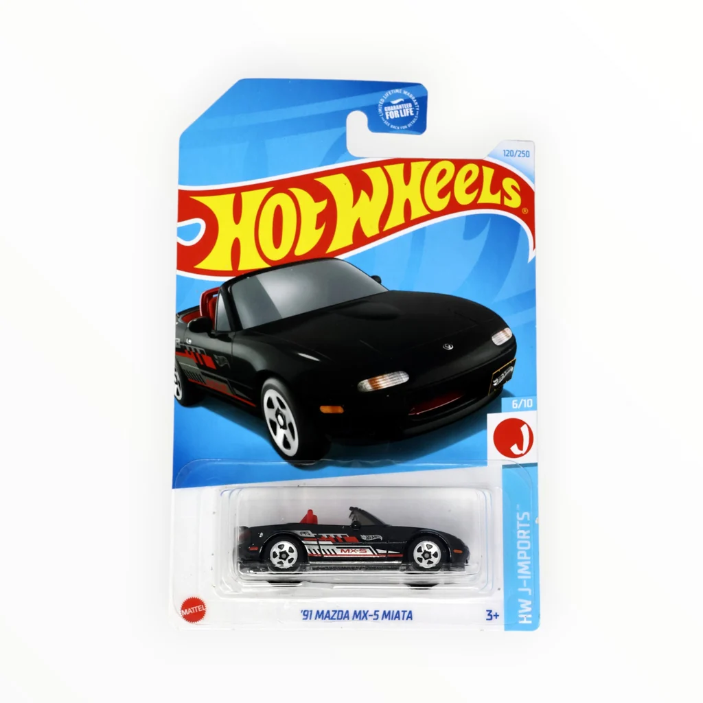 Hot Wheels '91 Mazda MX-5 Miata, negro, 5SP, 2024, HW J-Imports 6/10 HTC47