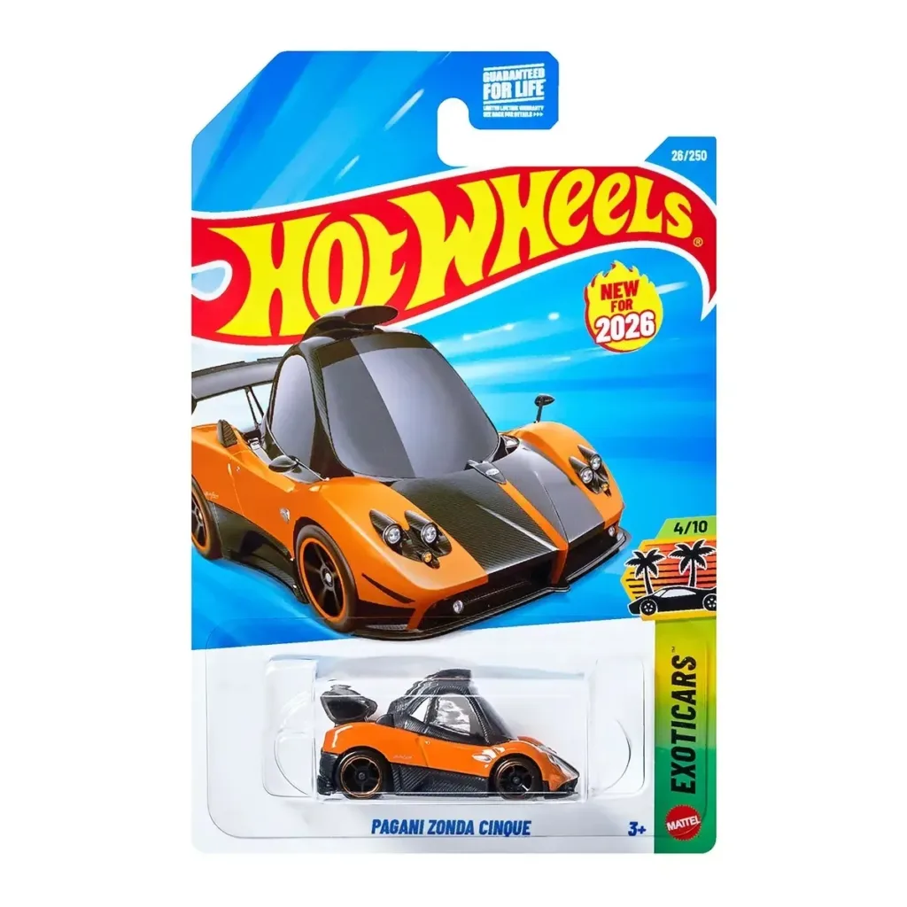 Hot Wheels Pagani Zonda Cinque — Arancio Saint Tropez, Exoticars 4/10, 026/250 JJK75
