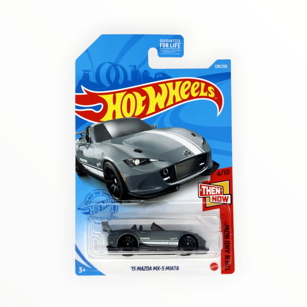 Hot Wheels '15 Mazda MX-5 Miata 2021 Then and Now anodized metalflake gray white stripe GTC67
