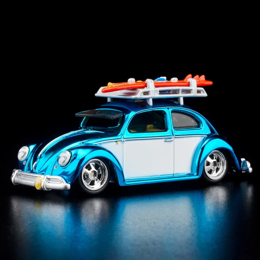 Hot Wheels Kawa-Bug-A ’49 VW Beetle 2022 Spectraflame aqua gloss white surfboard Hot Wheels RLC Kawa-Bug-A ’49 VW Beetle HGK76
