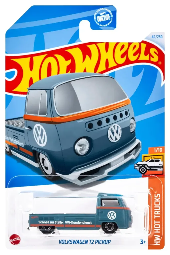 Hot Wheels Volkswagen T2 Pickup 2024 HW Hot Trucks gunmetal gray orange stripes HTC28