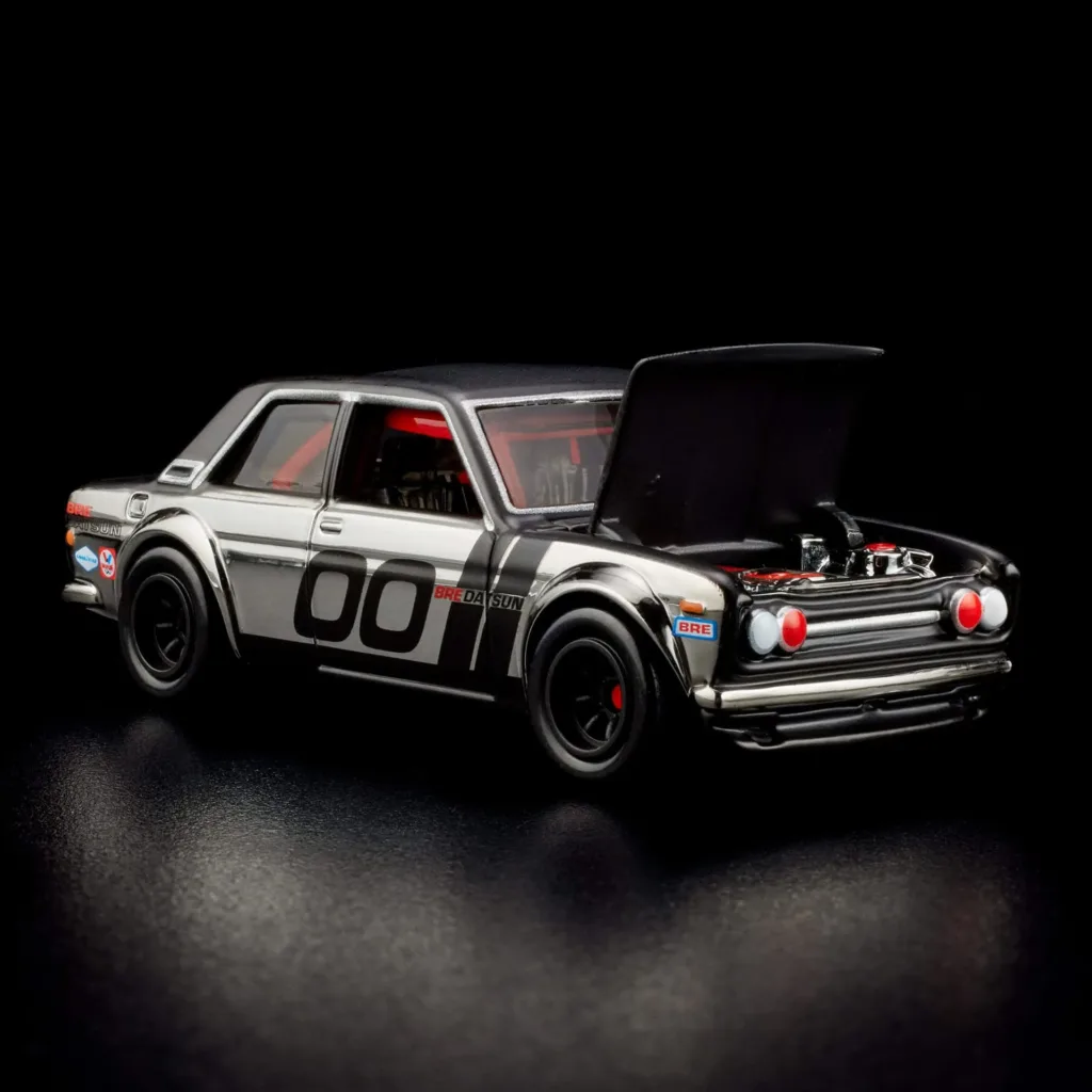 Hot Wheels ’71 BRE Datsun 510 2024 Black Chrome RLC BRE racing livery Hot Wheels RLC ’71 BRE Datsun 510 HWF23