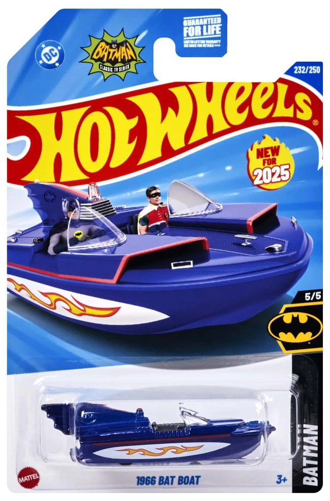 Hot Wheels 1966 Bat Boat 2025 blue Batman red yellow flame HYW57