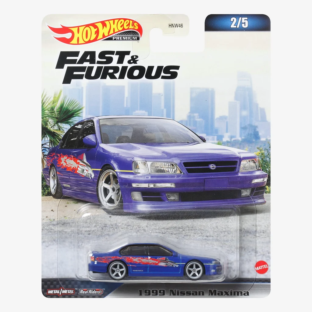 Hot Wheels 1999 Nissan Maxima 2023 Fast & Furious Premium dark blue Toyo Tires HKD23