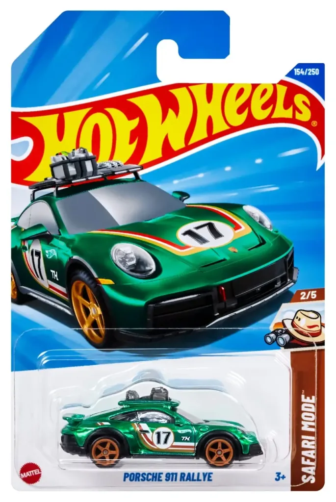 Hot Wheels Porsche 911 Rallye 2025 dark green Safari stripes number 17 JBC41