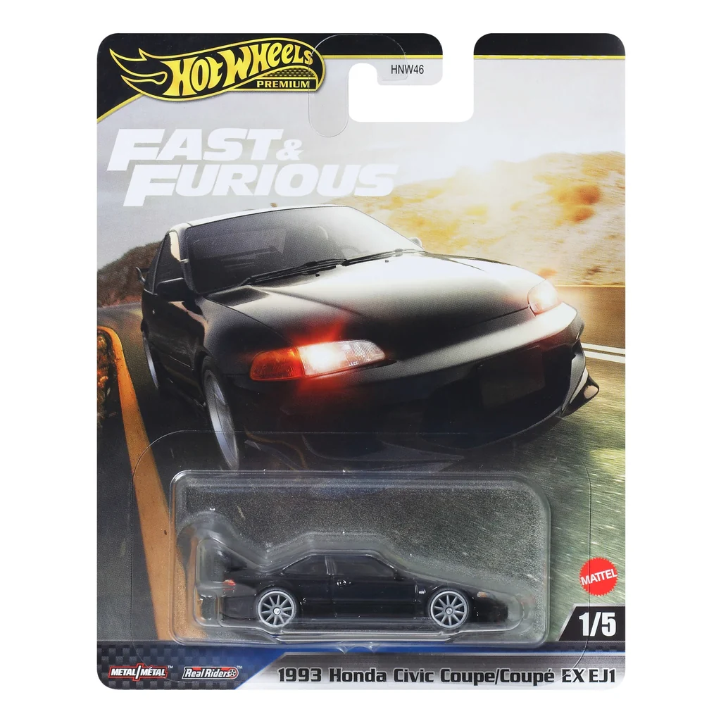 Hot Wheels 1993 Honda Civic Coupé EX EJ1 2025 Fast & Furious black 1993 Honda Civic Coupé EX (EJ1) JBL90